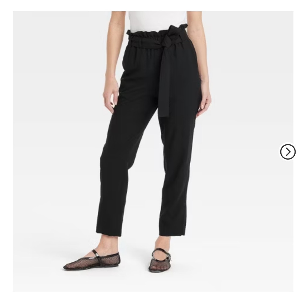 Simplee - Women's Super-High Rise Tapered Ankle Pull-On Paperbag Pants